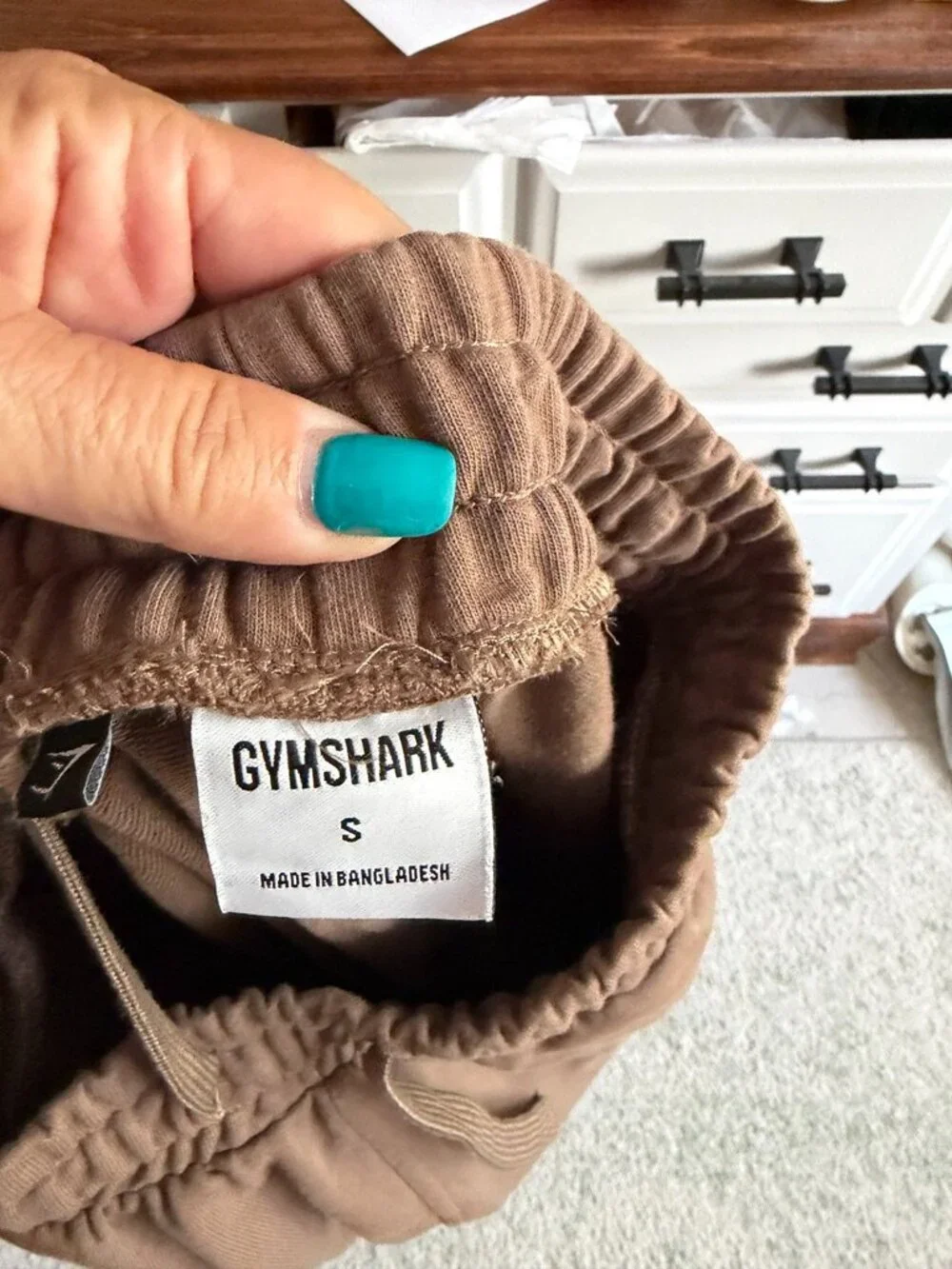 Gymshark Women Activewear Pants S Brown Sweatpants Fleece Logo 30